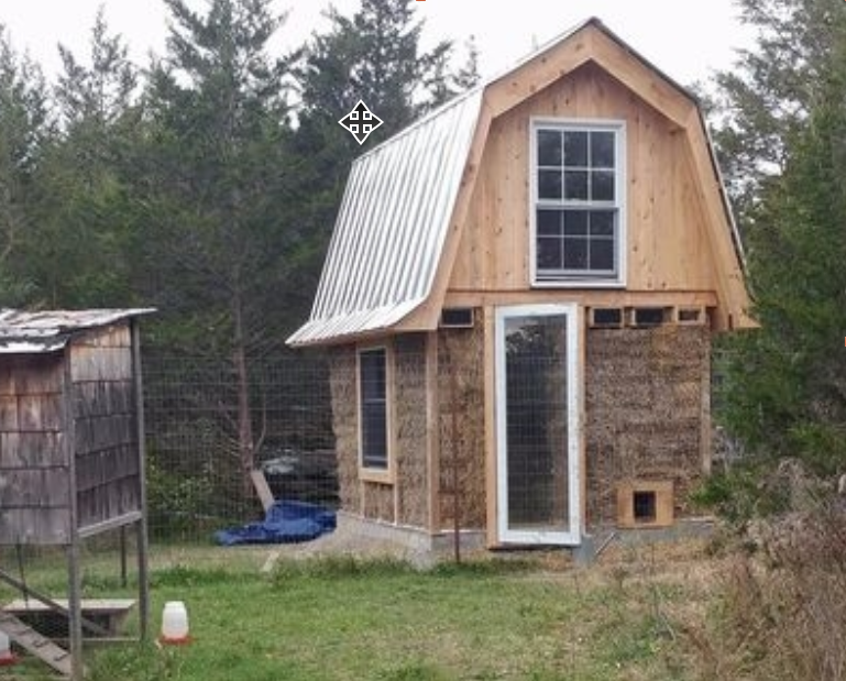 Bales in place and the wall taking shape